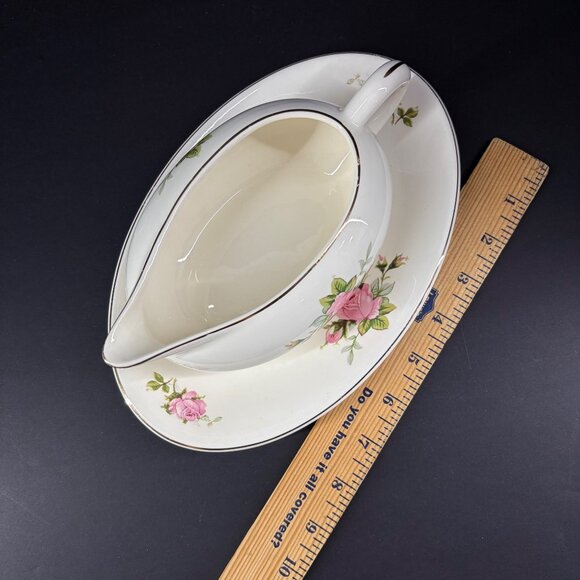 Royal Wilton 22K Gold Trim Vintage Gravy Boat & Underplate Set - Picture 5 of 6